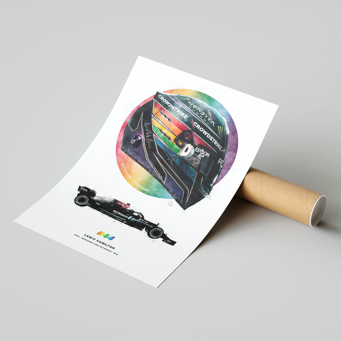 Lewis Hamilton Pride LGBTIA+ Helmet Mercedes | 2021 Formula 1 Print